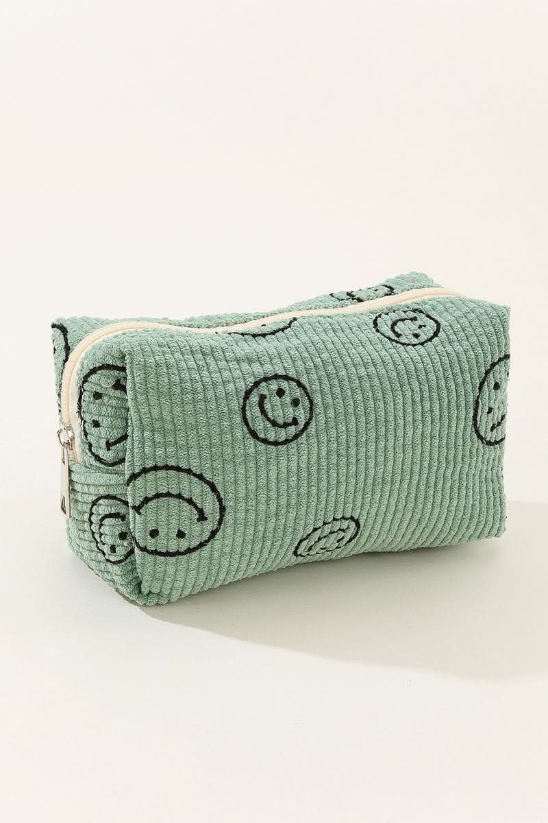 Zenana Smiley Face Corduroy Cosmetic Pouch - Love Salve